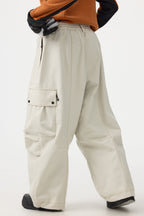 Women's Black Baggy Oxford Ski Pants Wear-Resistant Snow Pants