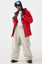 Women's Black Baggy Oxford Ski Pants Wear-Resistant Snow Pants