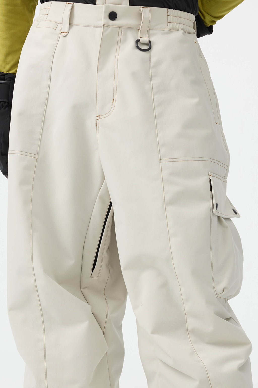Men's Dark Brown Baggy Oxford Ski Pants Wear-Resistant Snow Pants