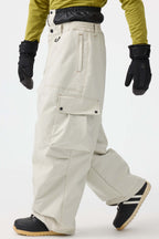 Men's Beige Baggy Oxford Snow Pants Wear-resistant Ski Pants - Gsou Snow