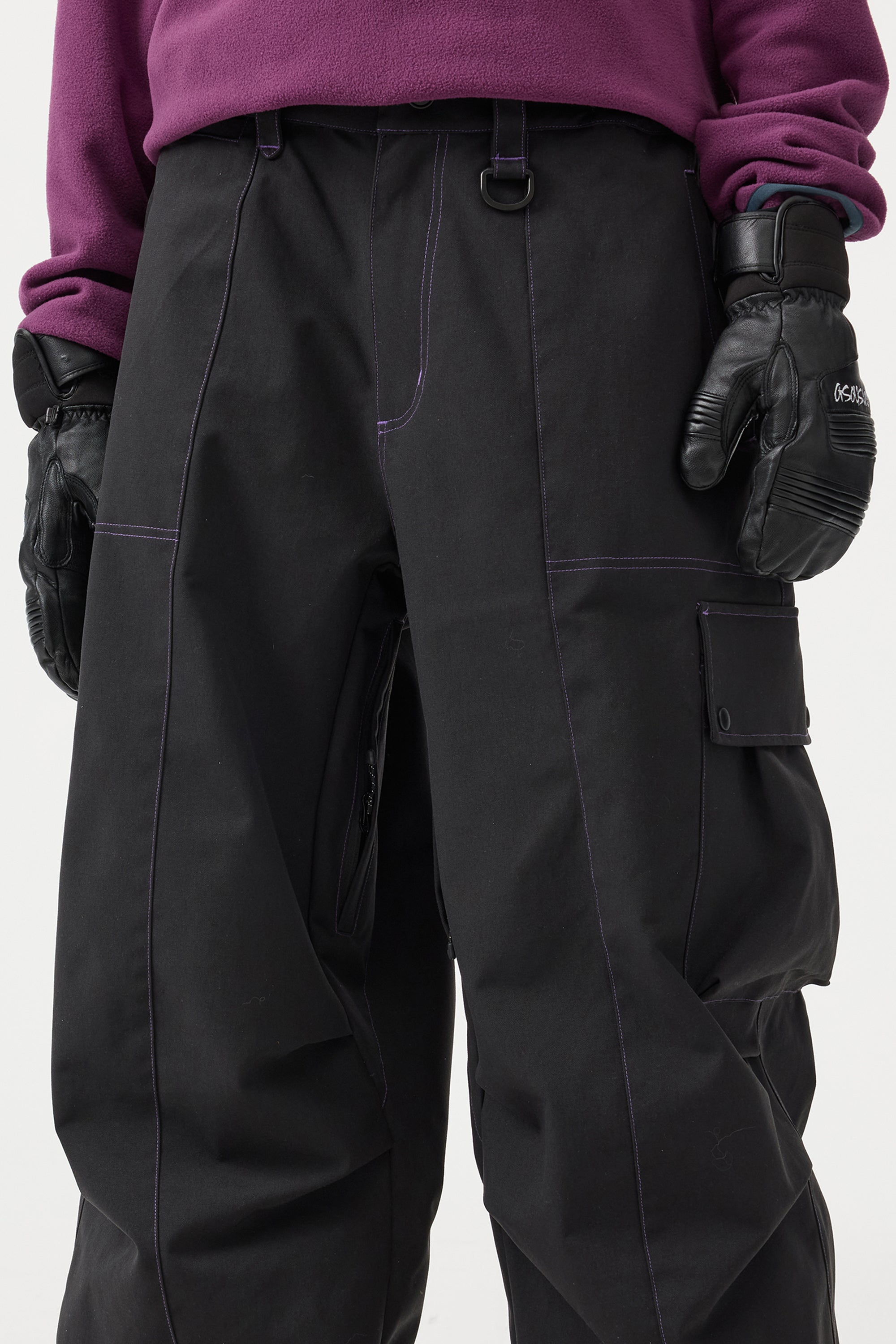 Women's Dark Brown Baggy Oxford Ski Pants Wear-Resistant Snow Pants