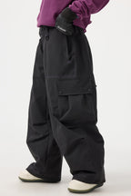 Women's Beige Baggy Oxford Snow Pants Wear-resistant Ski Pants - Gsou Snow
