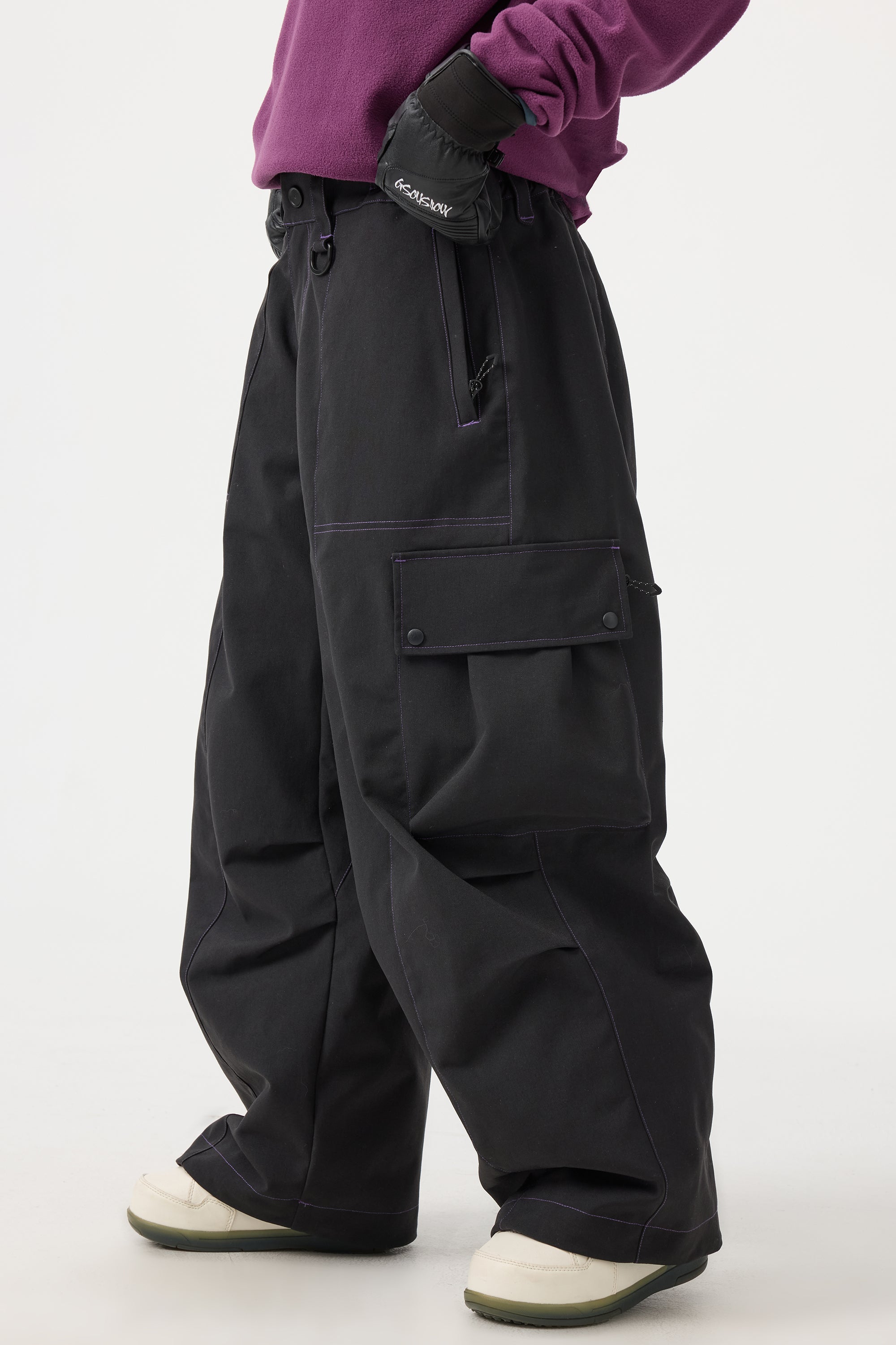 Women's Caramel Baggy Oxford Ski Pants Wear-Resistant Snow Pants