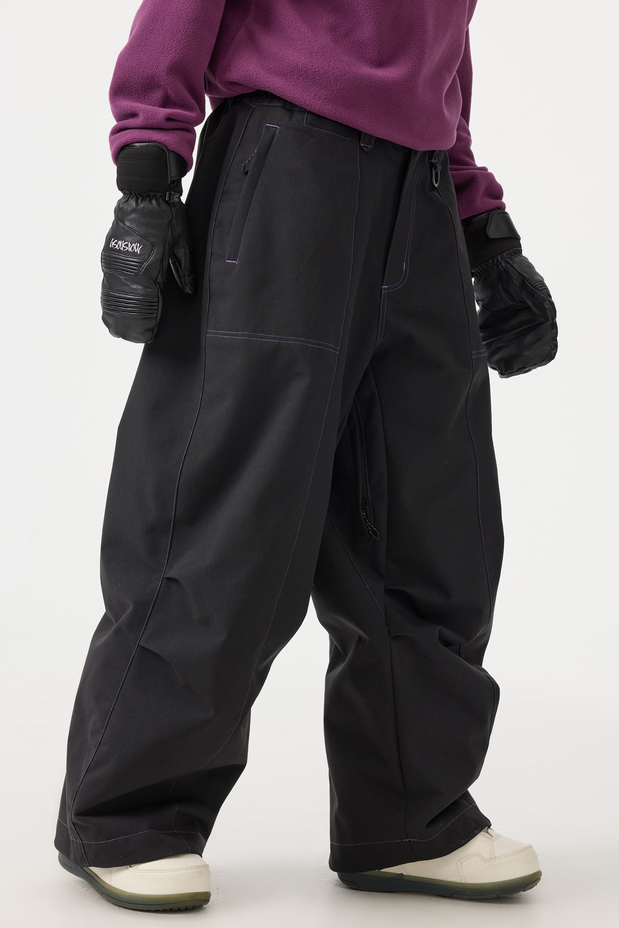 Women's Caramel Baggy Oxford Ski Pants Wear-Resistant Snow Pants