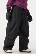 Women's Black Baggy Oxford Snow Pants Wear-resistant Ski Pants - Gsou Snow