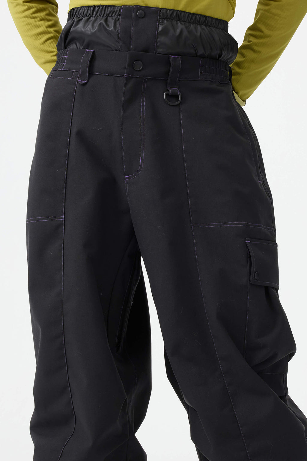 Men's Dark Brown Baggy Oxford Ski Pants Wear-Resistant Snow Pants