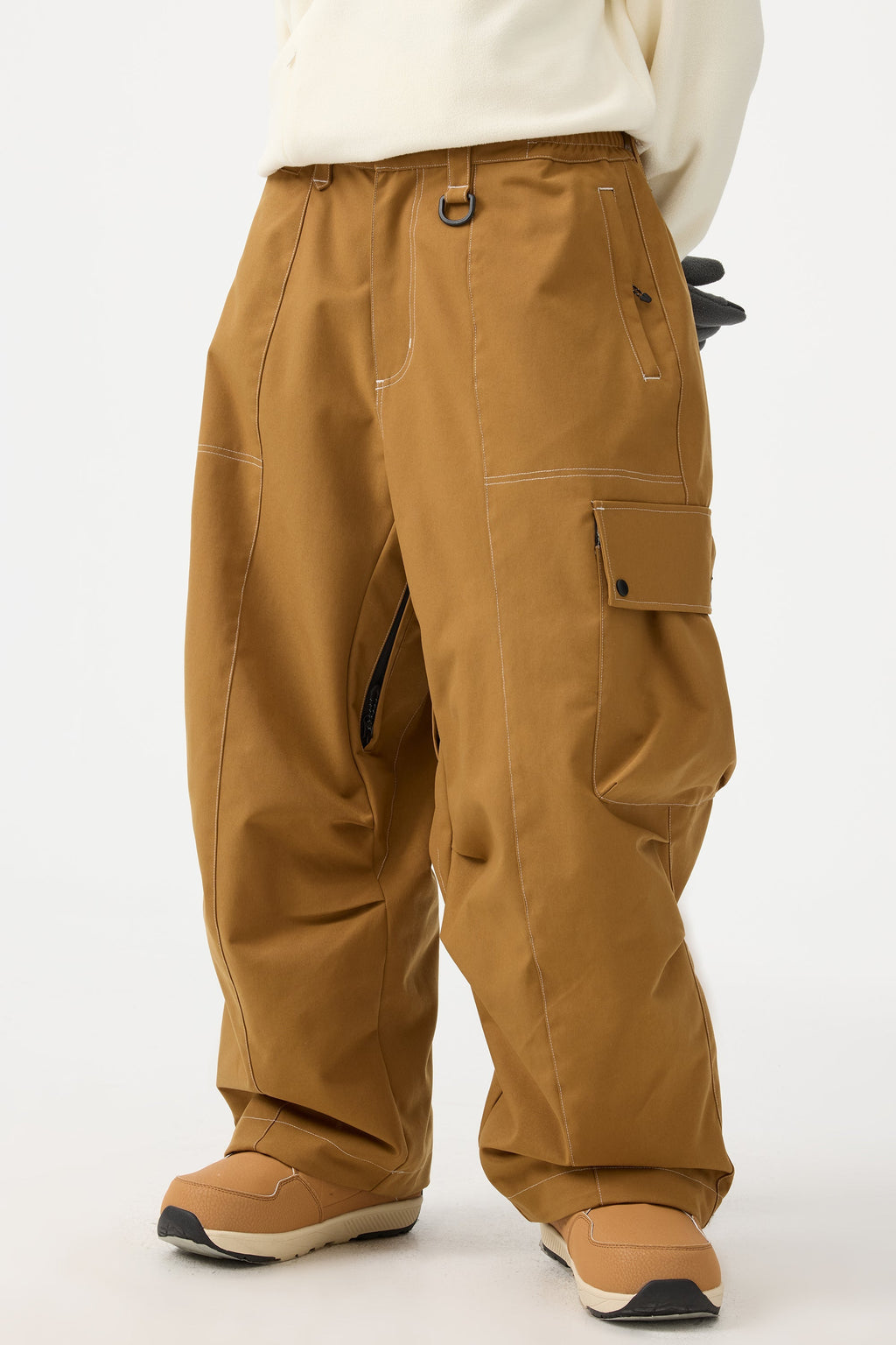 Women's Caramel Baggy Oxford Ski Pants Wear-Resistant Snow Pants