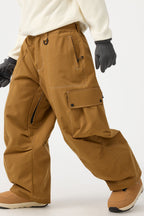 Women's Caramel Baggy Oxford Ski Pants Wear-Resistant Snow Pants