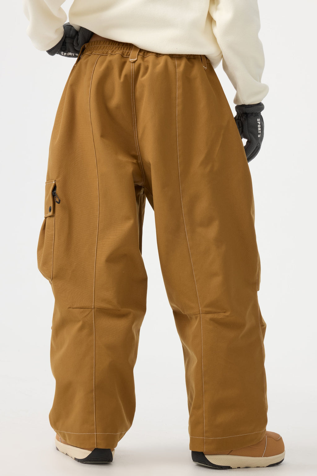 Women's Black Baggy Oxford Ski Pants Wear-Resistant Snow Pants