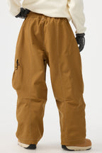 Women's Black Baggy Oxford Ski Pants Wear-Resistant Snow Pants
