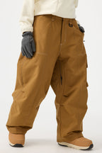 Women's Beige Baggy Oxford Snow Pants Wear-resistant Ski Pants - Gsou Snow