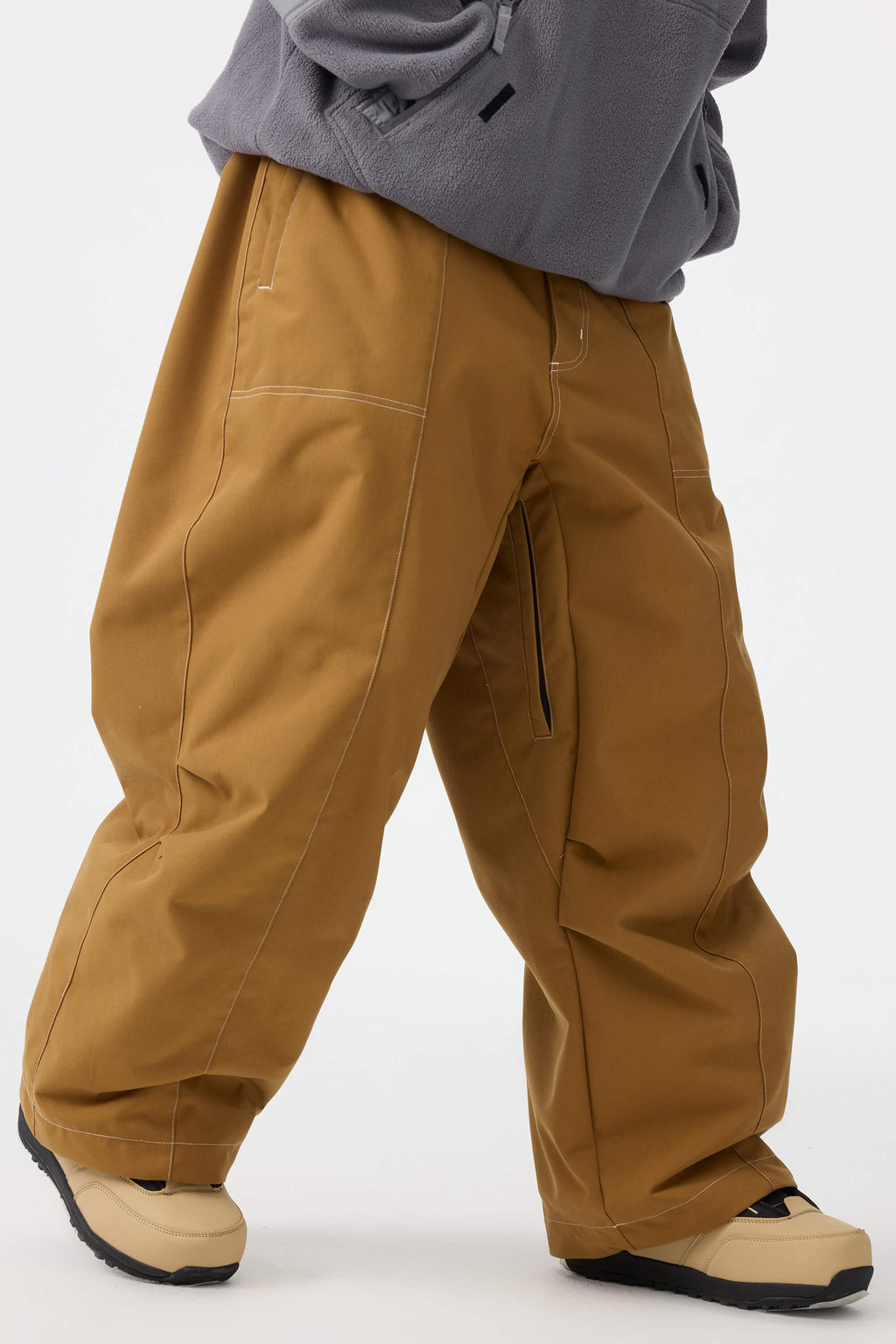 Men's Beige Baggy Oxford Snow Pants Wear-resistant Ski Pants - Gsou Snow