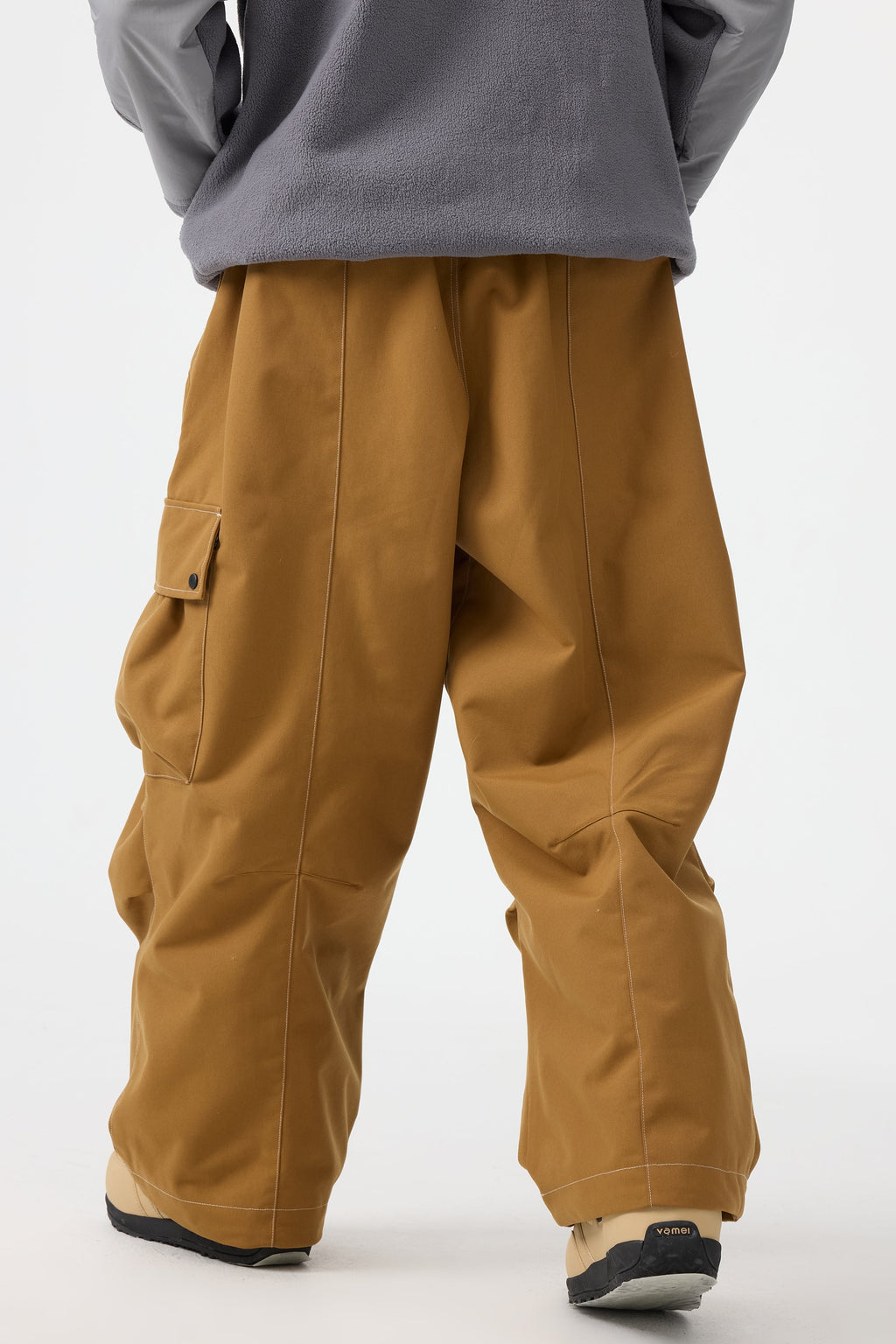 Men's Dark Brown Baggy Oxford Ski Pants Wear-Resistant Snow Pants