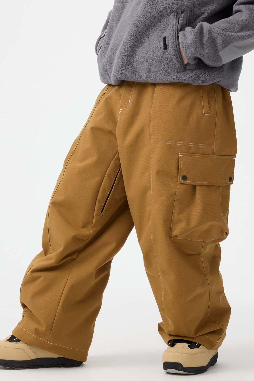 Men's Black Baggy Oxford Ski Pants Wear-Resistant Snow Pants