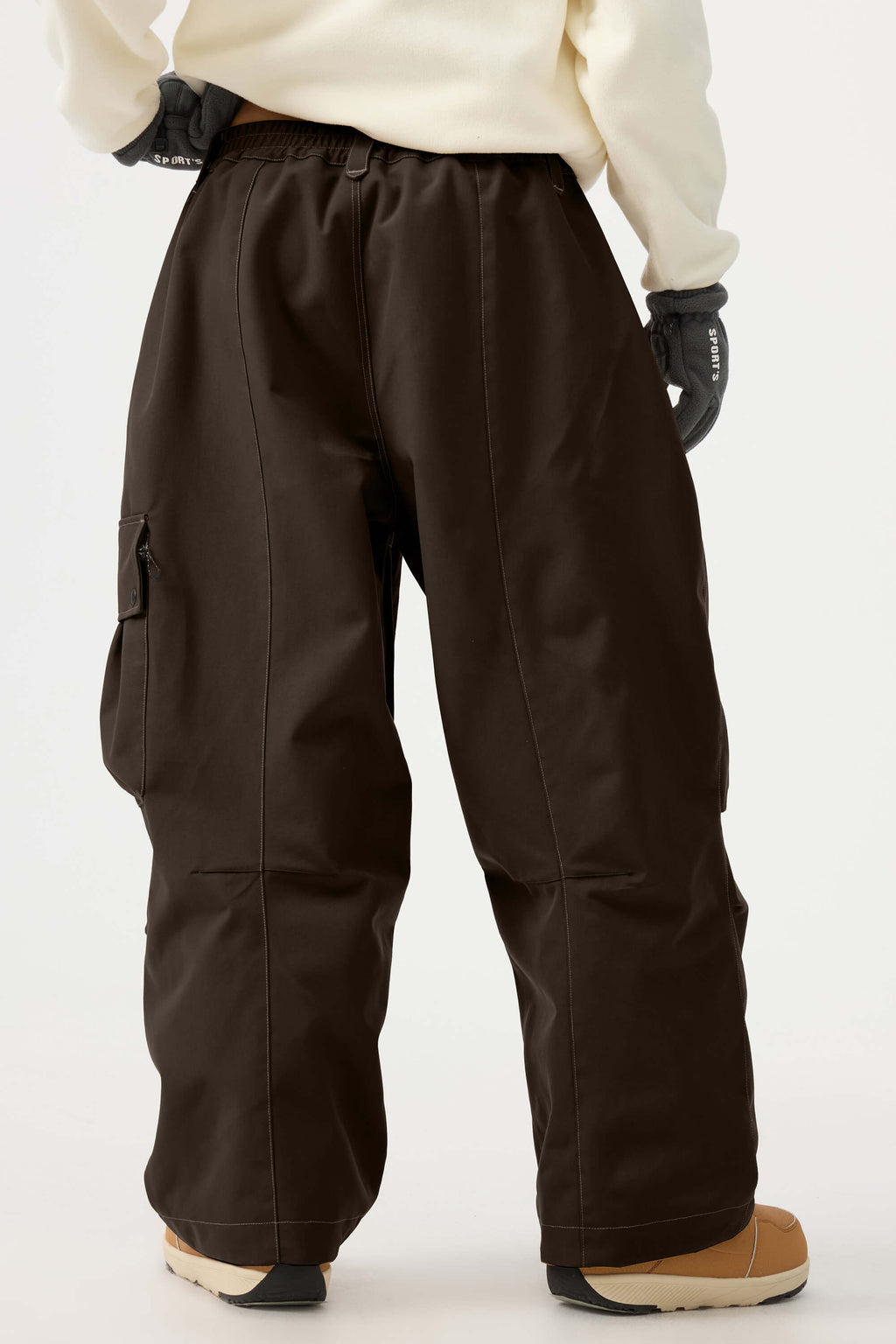 Women's Black Baggy Oxford Ski Pants Wear-Resistant Snow Pants