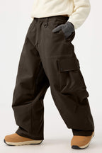 Women's Black Baggy Oxford Snow Pants Wear-resistant Ski Pants - Gsou Snow