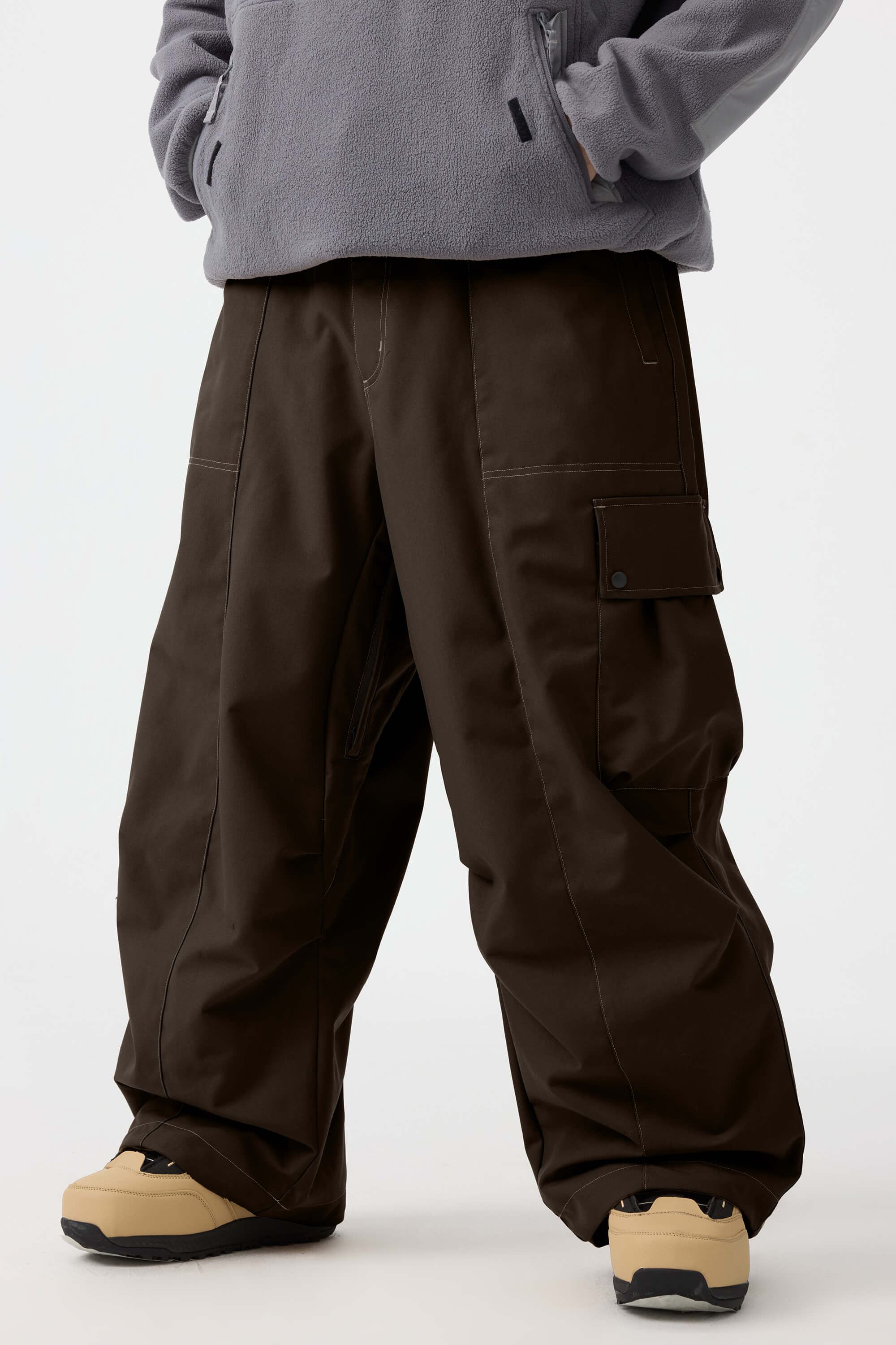 Men's Black Baggy Oxford Ski Pants Wear-Resistant Snow Pants