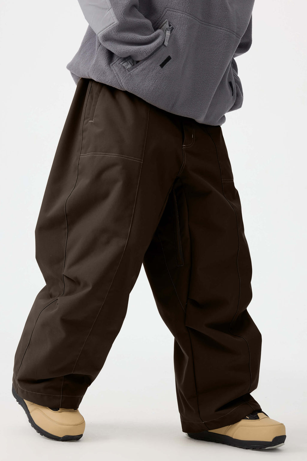 Men's Caramel Baggy Oxford Ski Pants Wear-Resistant Snow Pants