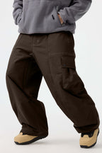 Men's Dark Brown Baggy Oxford Ski Pants Wear-Resistant Snow Pants
