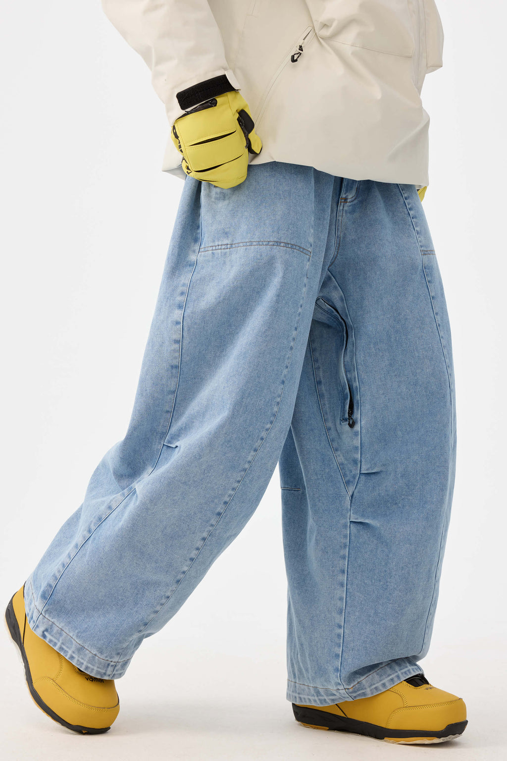 Women's Caramel Baggy Oxford Ski Pants Wear-Resistant Snow Pants