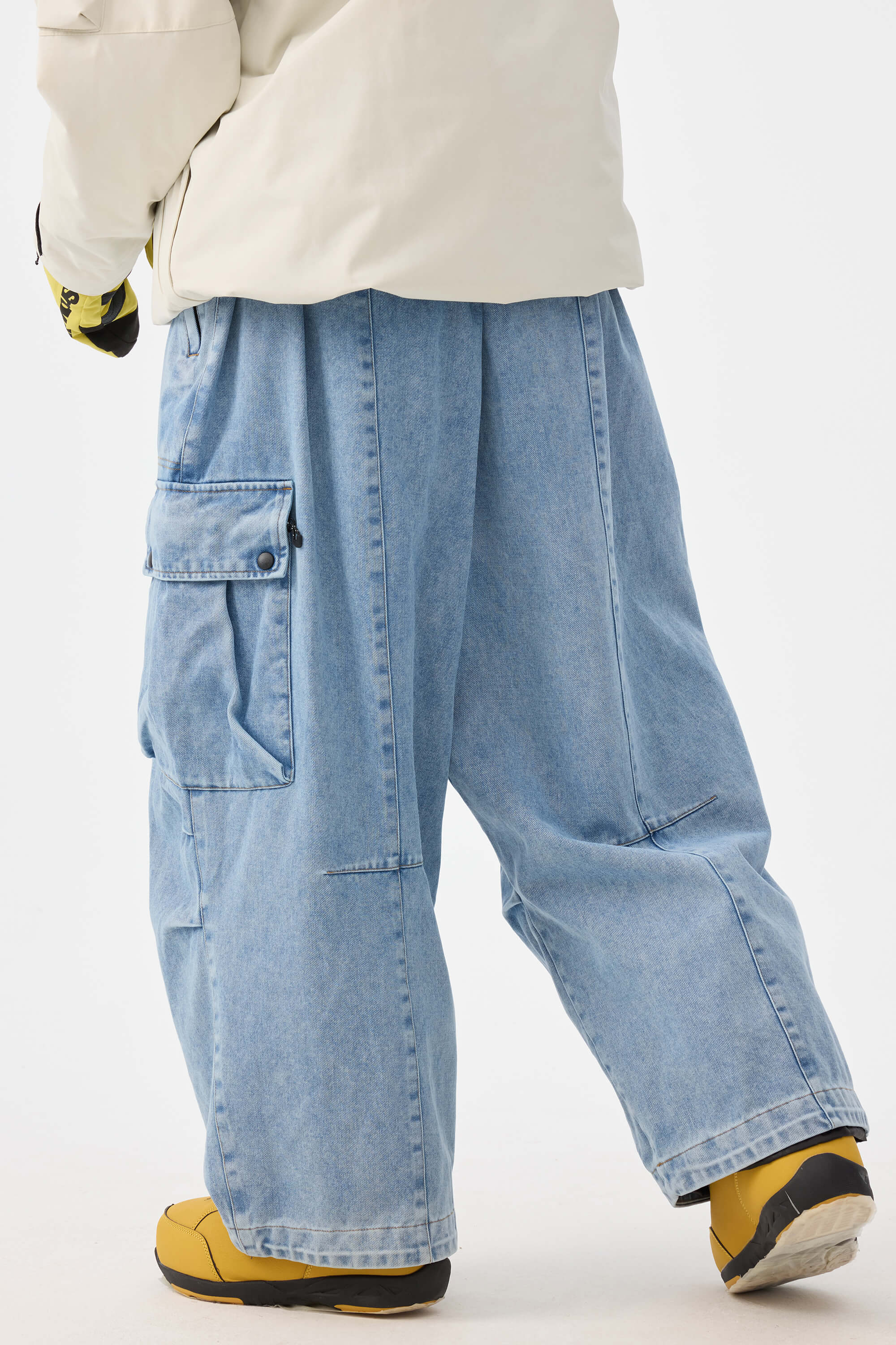 Women's Dark Brown Baggy Oxford Ski Pants Wear-Resistant Snow Pants