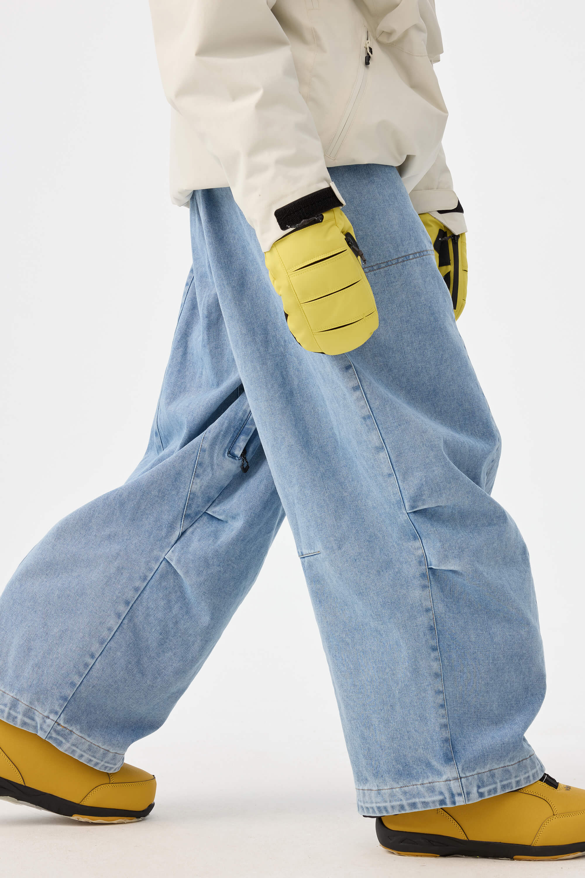 Women's Caramel Baggy Oxford Ski Pants Wear-Resistant Snow Pants