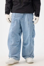 Men's Black Baggy Oxford Ski Pants Wear-Resistant Snow Pants