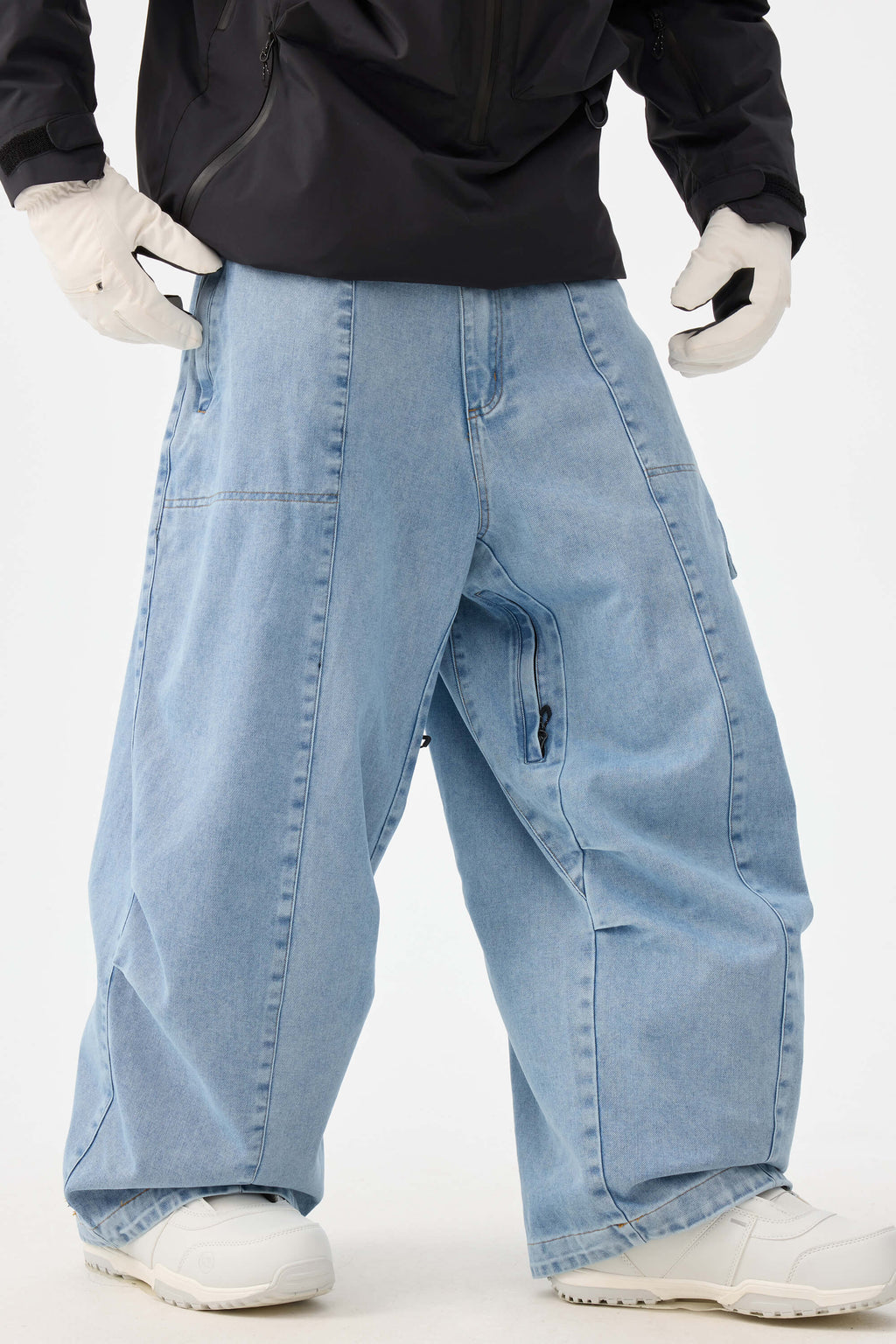 Men's Caramel Baggy Oxford Ski Pants Wear-Resistant Snow Pants