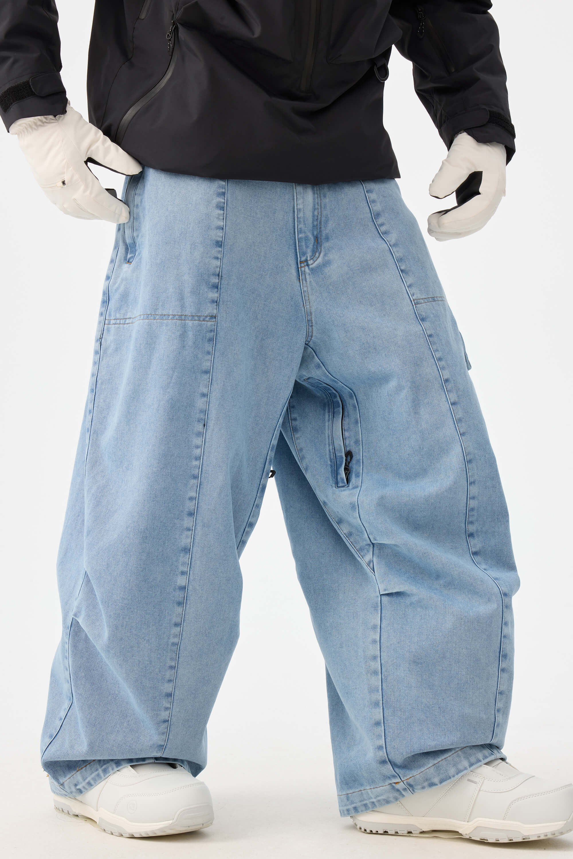 Men's Black Baggy Oxford Snow Pants Wear-resistant Ski Pants - Gsou Snow