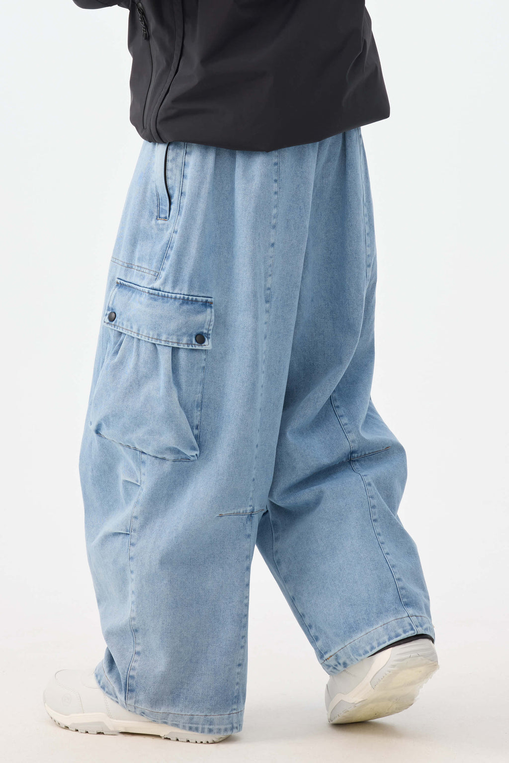 Men's Dark Brown Baggy Oxford Ski Pants Wear-Resistant Snow Pants