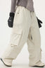 Women's Beige Baggy Multi-Pocket Snow Pants Corduroy Ski Pants - Gsou Snow