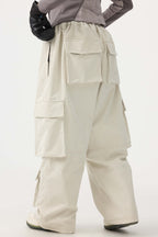 Women's Burgundy Baggy Multi-Pocket Snow Pants Corduroy Ski Pants - Gsou Snow