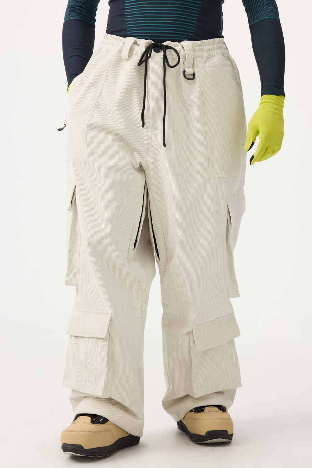 Men's Burgundy Baggy Multi-Pocket Snow Pants Corduroy Ski Pants - Gsou Snow