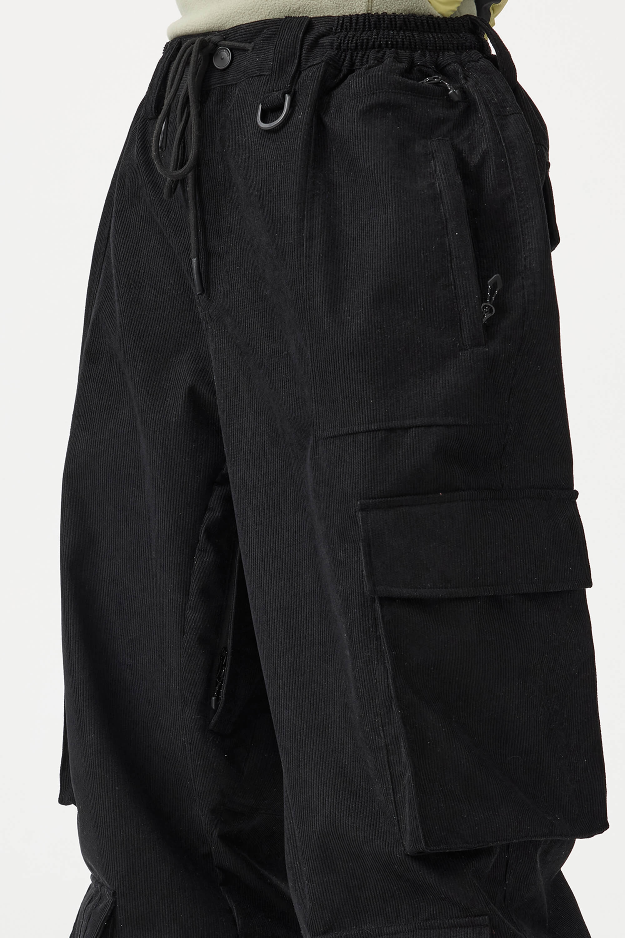 Women's Burgundy Baggy Multi-Pocket Snow Pants Corduroy Ski Pants - Gsou Snow