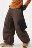 Women's Coffee Baggy Color-Blocked Snow Pants Cargo Pocket Ski Pants - Gsou Snow