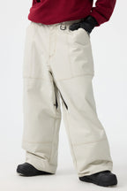 Women's Beige Baggy Workwear Ski Pants Oxford Snow Pants