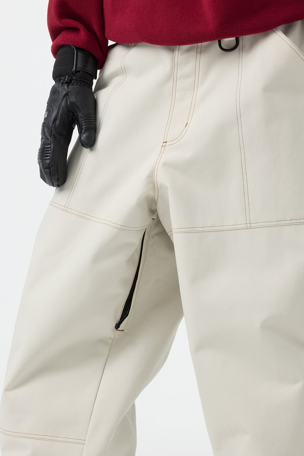 Women's Beige Baggy Workwear Ski Pants Oxford Snow Pants