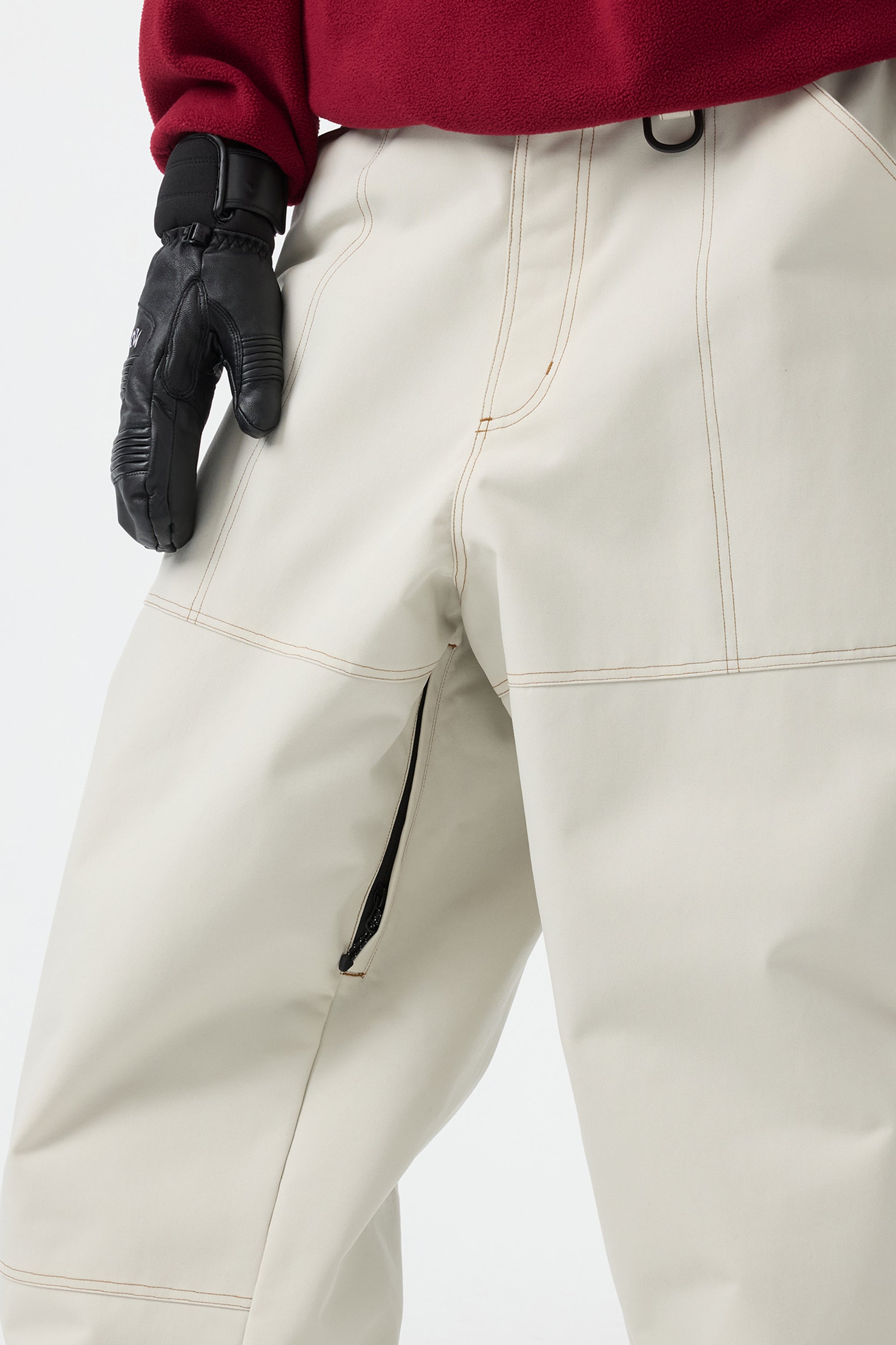 Women's Beige Baggy Workwear Ski Pants Oxford Snow Pants