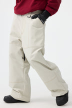 Women's Beige Baggy Workwear Ski Pants Oxford Snow Pants