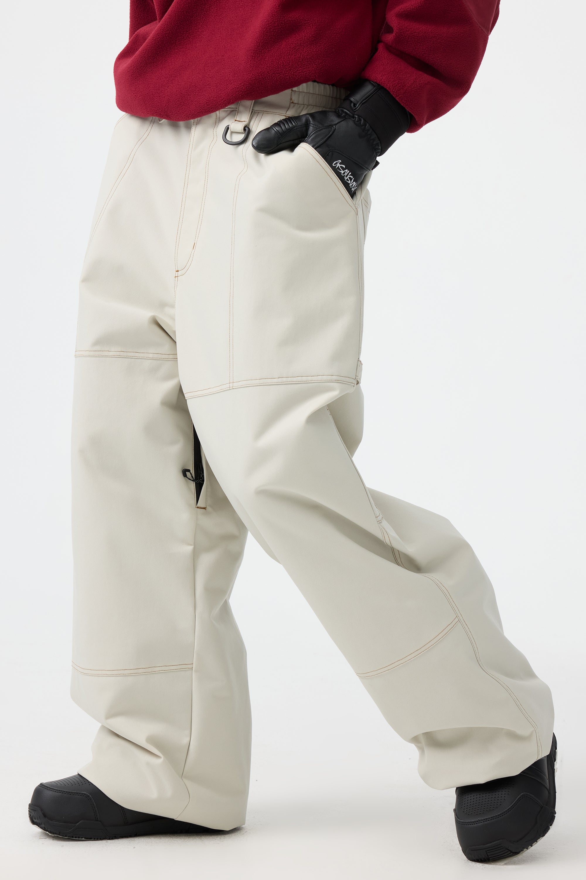 Women's Dark Brown Baggy Workwear Ski Pants Oxford Snow Pants