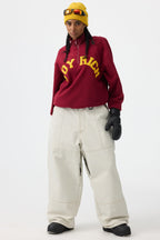 Women's Dark Brown Baggy Workwear Ski Pants Oxford Snow Pants