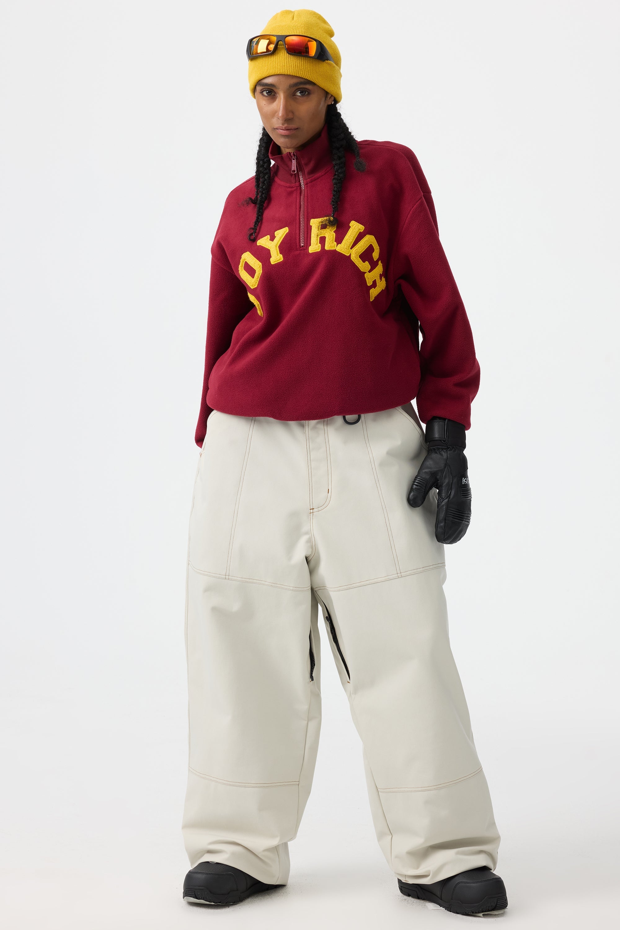 Women's Caramel Baggy Oxford Snow Pants Workwear Ski Pants - Gsou Snow