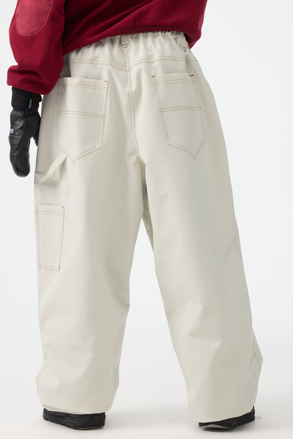 Women's Beige Baggy Workwear Ski Pants Oxford Snow Pants