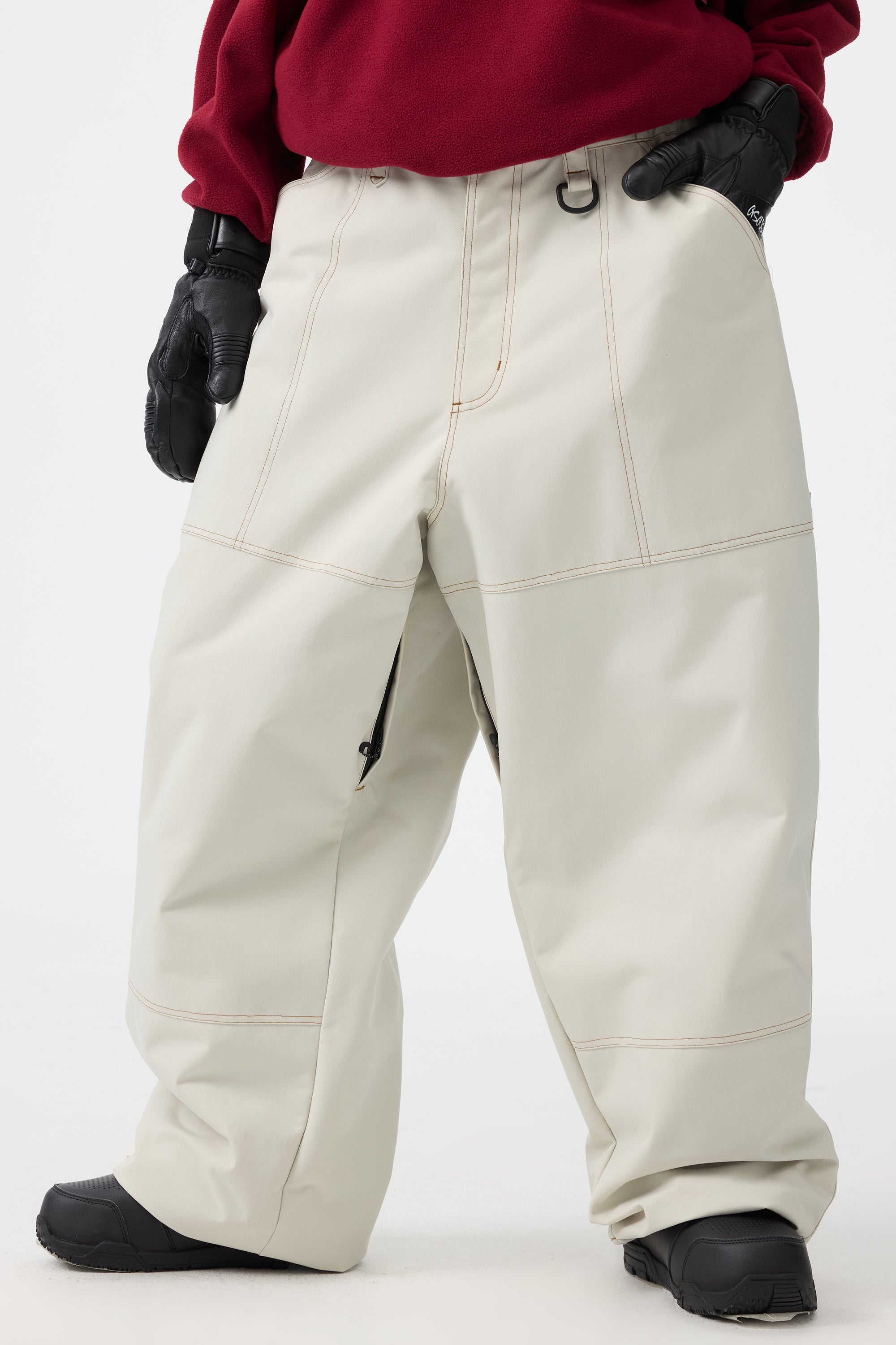 Women's Dark Brown Baggy Workwear Ski Pants Oxford Snow Pants