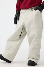 Women's Beige Baggy Workwear Ski Pants Oxford Snow Pants