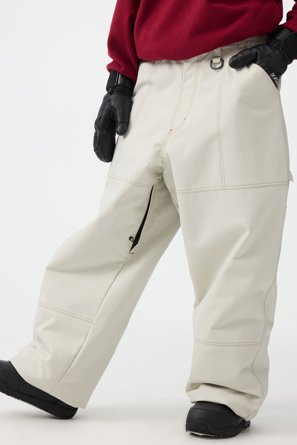 Women's Caramel Baggy Oxford Snow Pants Workwear Ski Pants - Gsou Snow
