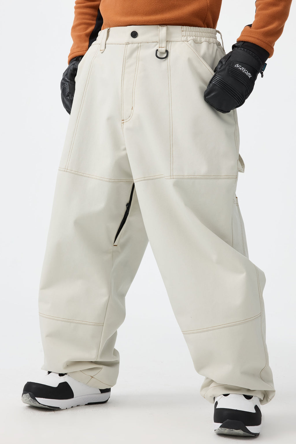Men's Caramel Baggy Oxford Snow Pants Workwear Ski Pants - Gsou Snow