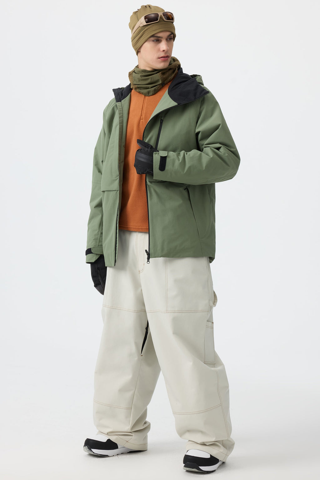 Men's Caramel Baggy Workwear Ski Pants Oxford Snow Pants
