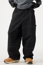 Women's Black Baggy Workwear Ski Pants Oxford Snow Pants