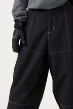 Women's Black Baggy Oxford Snow Pants Workwear Ski Pants - Gsou Snow